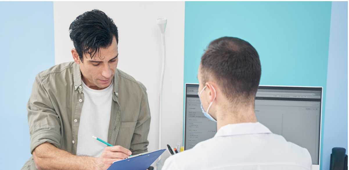 doctor talking to man